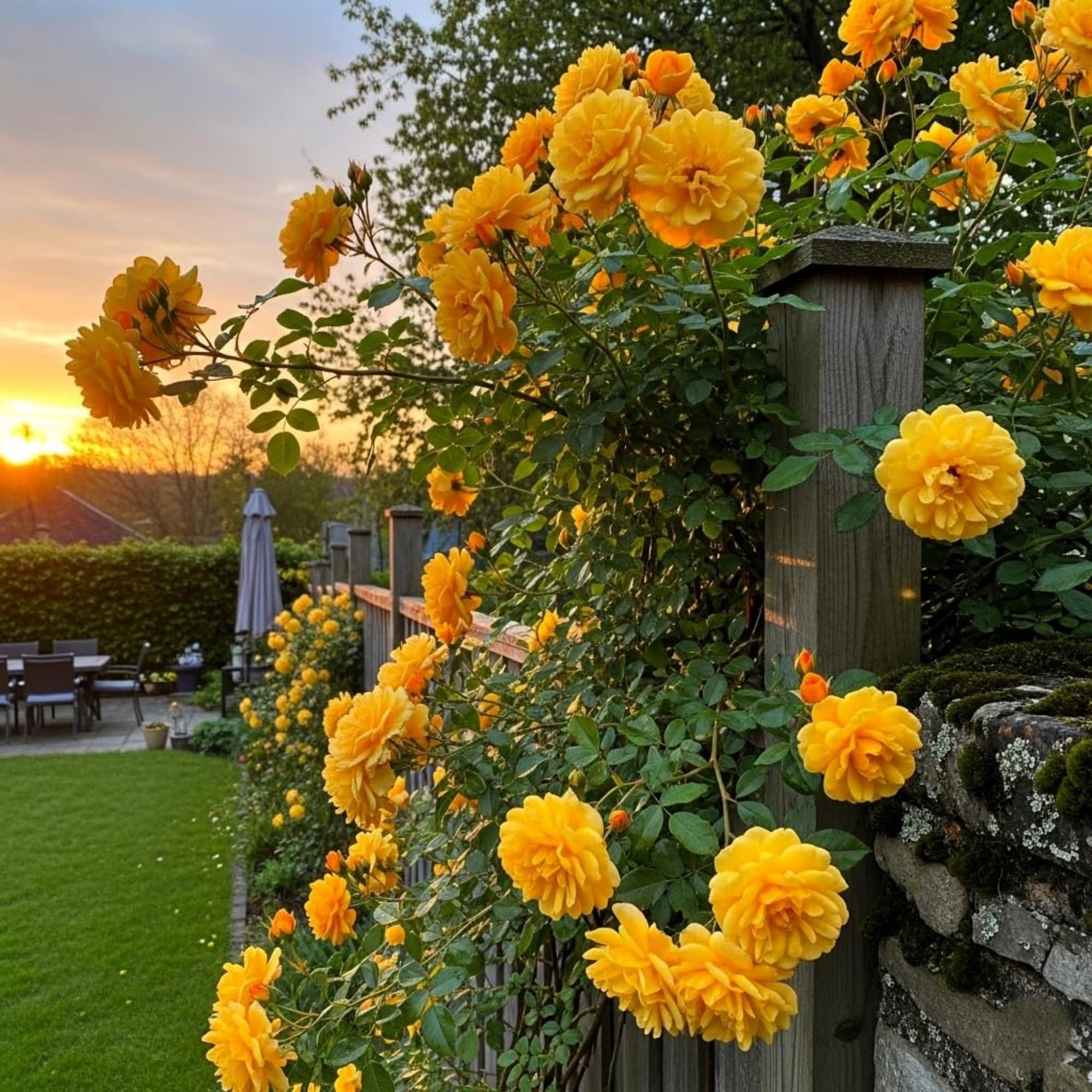 Yellow Red Climbing Rose Non-GMO Heirloom Garden Seeds Flower seeds for Planting - Vibrant Colors, Heirloom & GMO Free Seeds for Home Garden