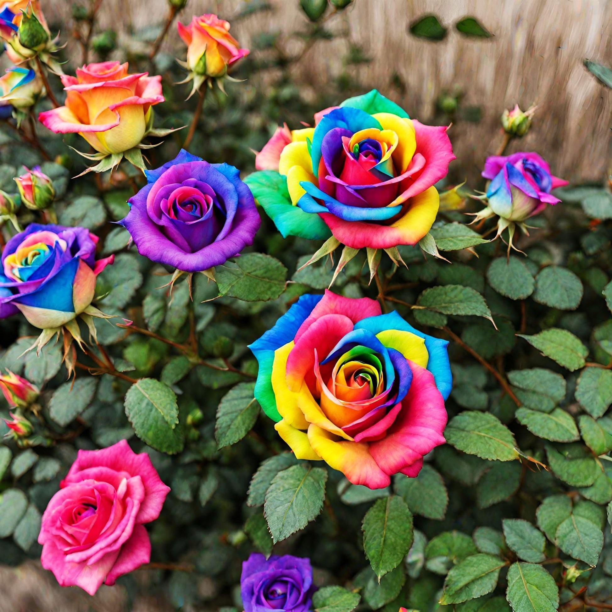 Rainbow Rose Rosa hybrida Seeds for Planting in Balcony and Cottage Garden