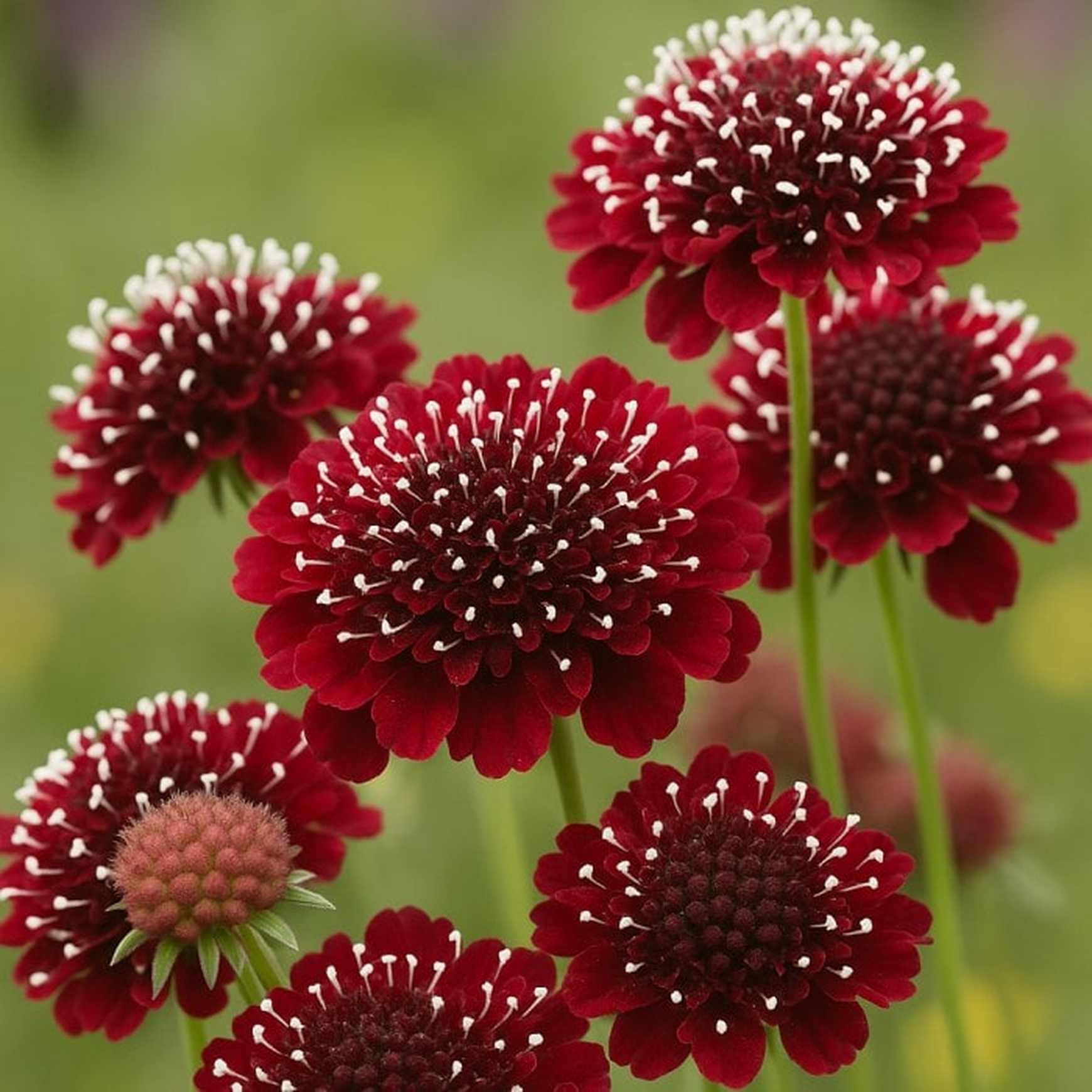 Red Pincushion Flower seeds for Planting - Compact Growth, Heirloom & GMO Free Seeds for Home Garden