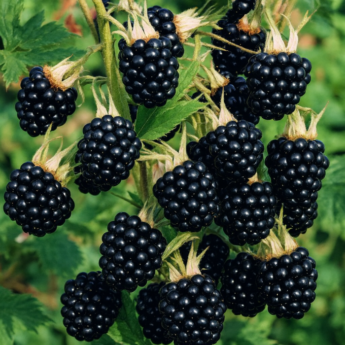 Blackberry bush growing on trellis or fence