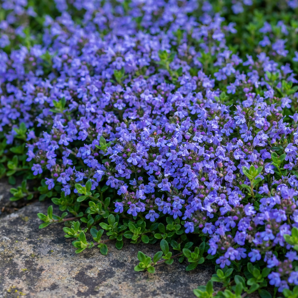 Blue Creeping Thyme Flower Seeds for Planting – Heirloom Non-GMO Seeds with High Germination for Organic Garden Ground Cover