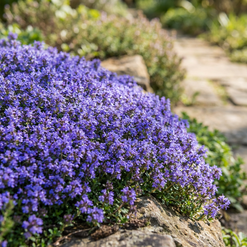 Blue Creeping Thyme Flower Seeds for Planting – Heirloom Non-GMO Seeds with High Germination for Organic Garden Ground Cover