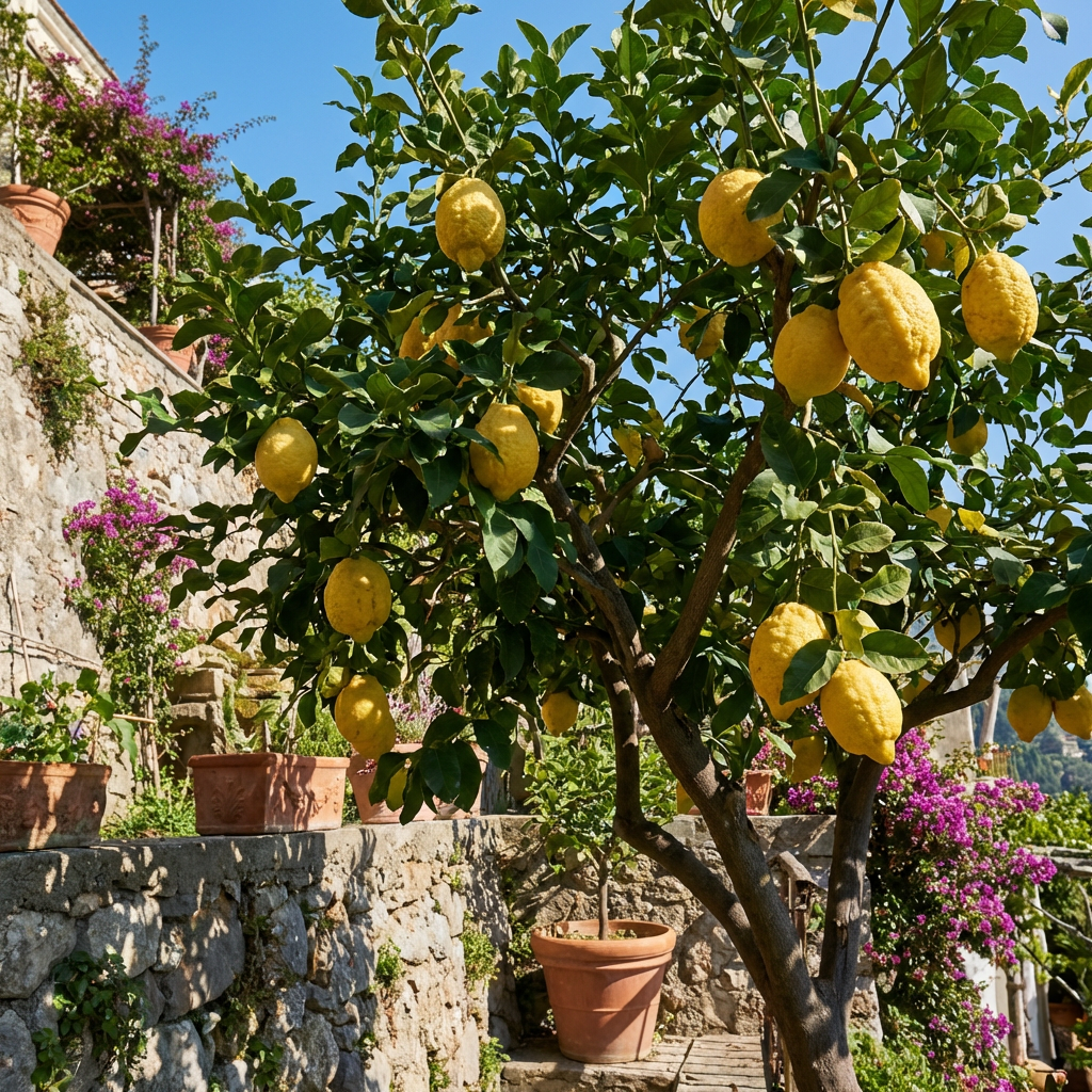 Italian Amalfi Lemon (Citrus limon) Traditional Fruit Variety for Home Garden Cultivation