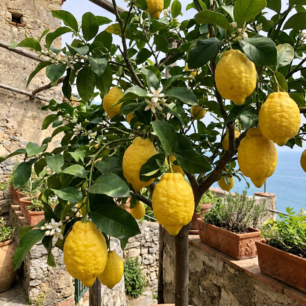Italian Amalfi Lemon Fruit Variety for Home Garden Growing and Culinary Use