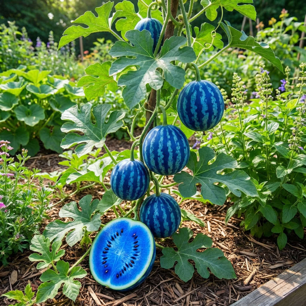 Blue Watermelon Fruit Seeds for Home Garden Growing and Seasonal Cultivation