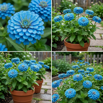 Sky Blue Zinnia Flower Seeds for Home Garden Growing and Seasonal Color Display