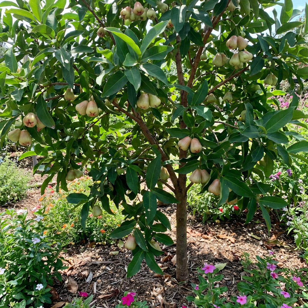 Rose Apple Fruit Variety for Home Gardens with Juicy, Crisp Water Apple Flesh