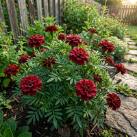 Tagetes erecta Dark Red Marigold Flower Seeds for Home Garden Beds and Borders