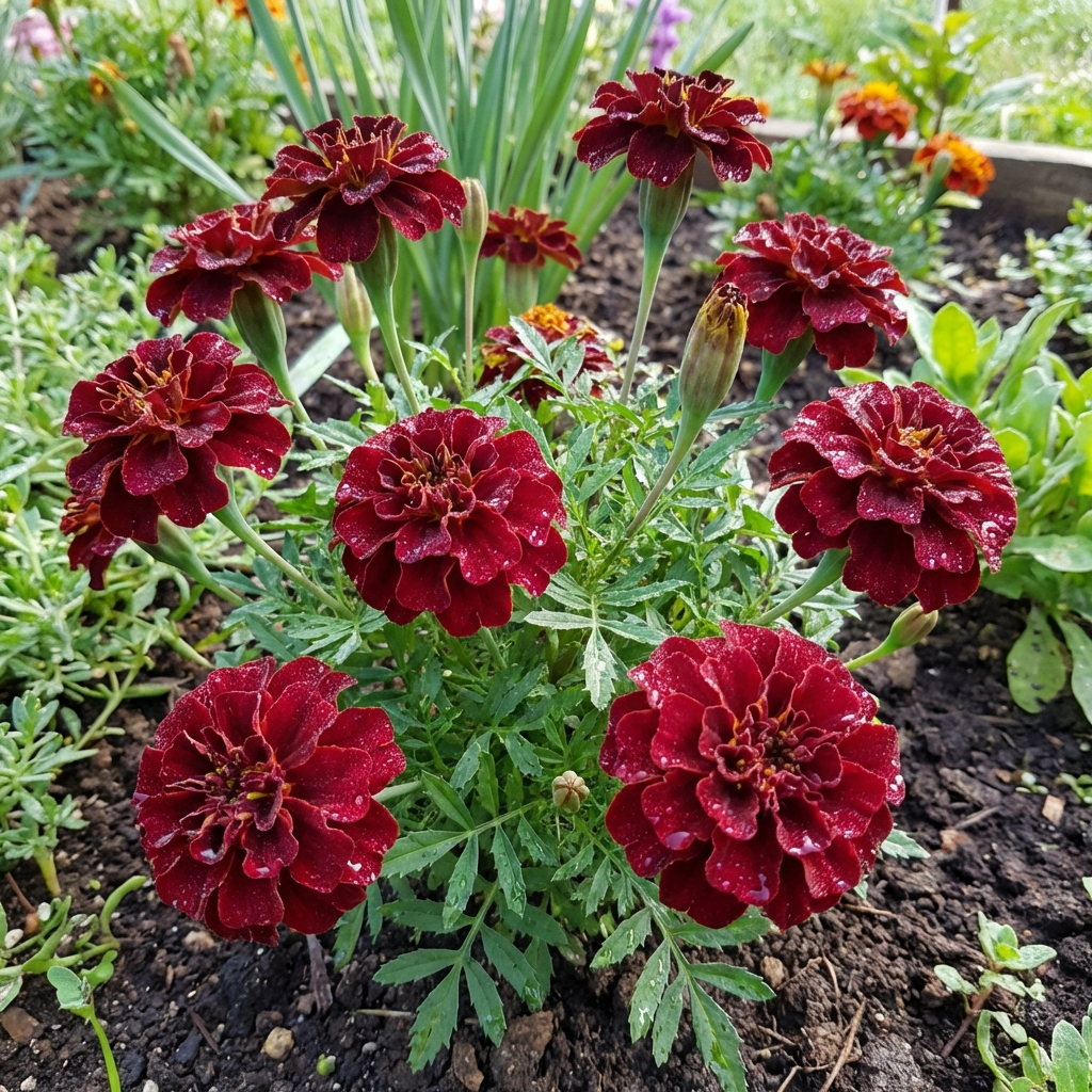Dark Red Marigold Flower Seeds for Home Garden Beds, Borders, and Seasonal Displays