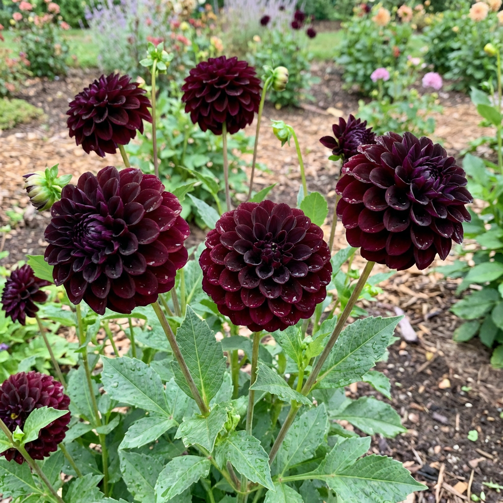 Black Pompon Dahlia Flower Seeds for Home Garden Decorative Blooming Plants