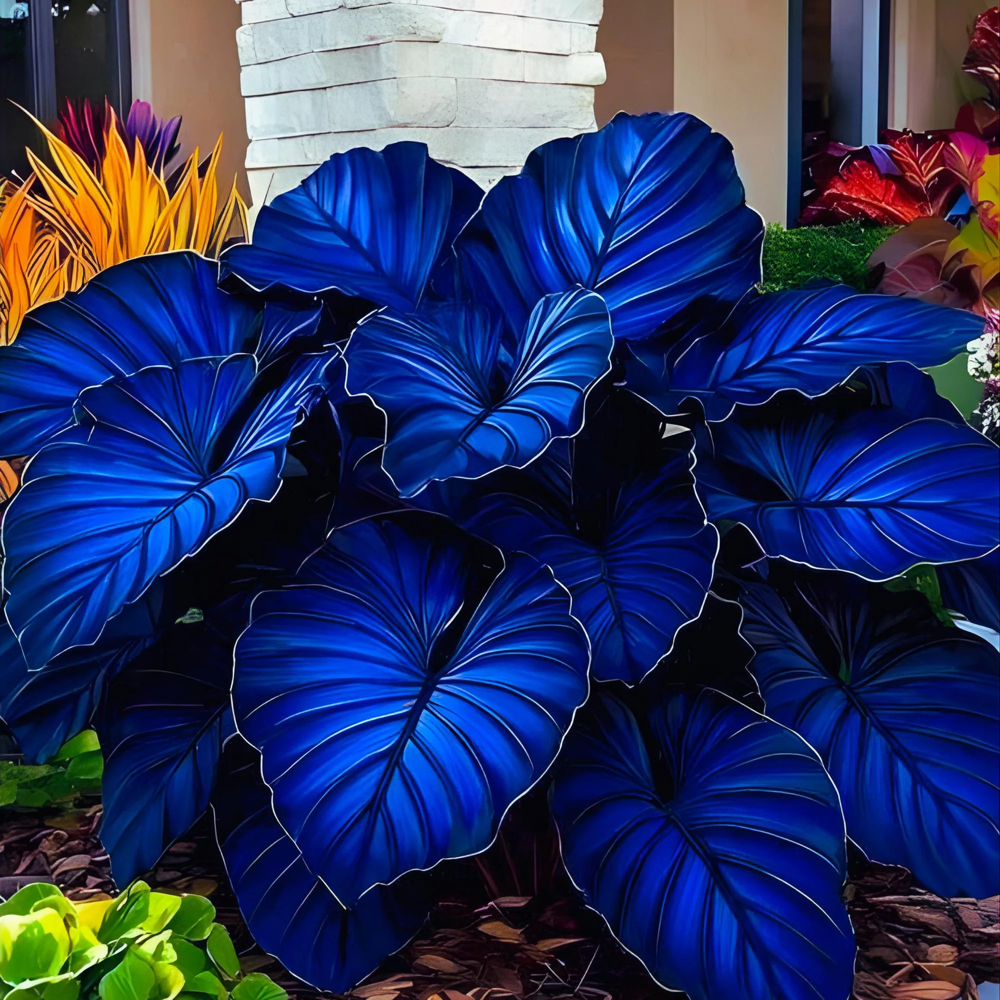 Dark Blue Caladium Flower seeds for Planting - Colorful Display, Heirloom & GMO Free Seeds for Home Garden